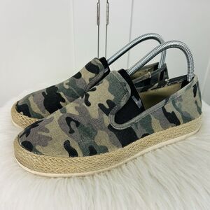 Esprit Erika Green Camo Jute Wrapped Espadrille Comfort Flats Canvas Size 7.5M
